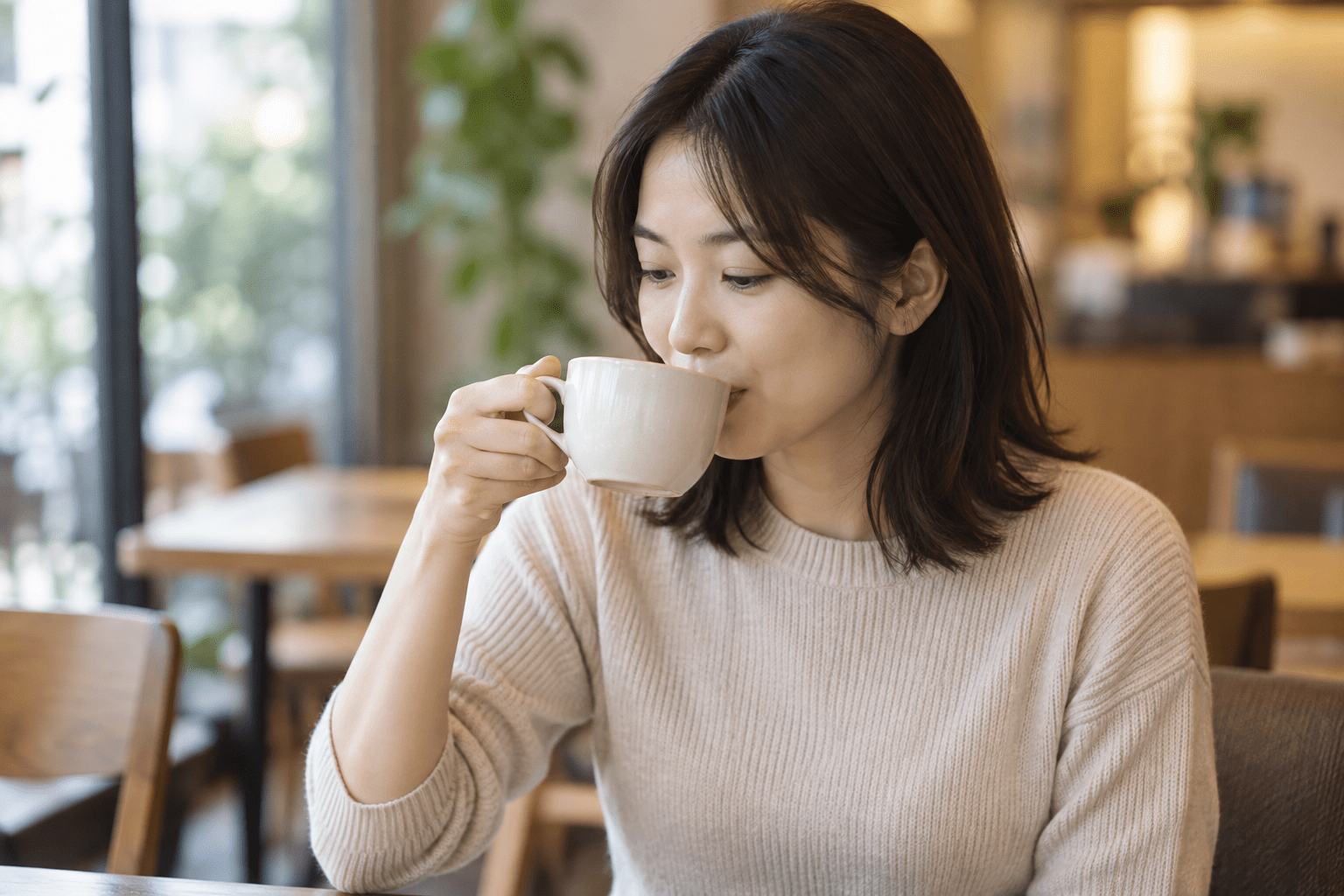 コーヒーを飲む女性